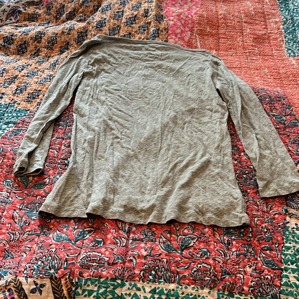 J. Crew Heather Grey Vintage Cotton 3/4 Sleeve Shirt - Picture 2 of 4